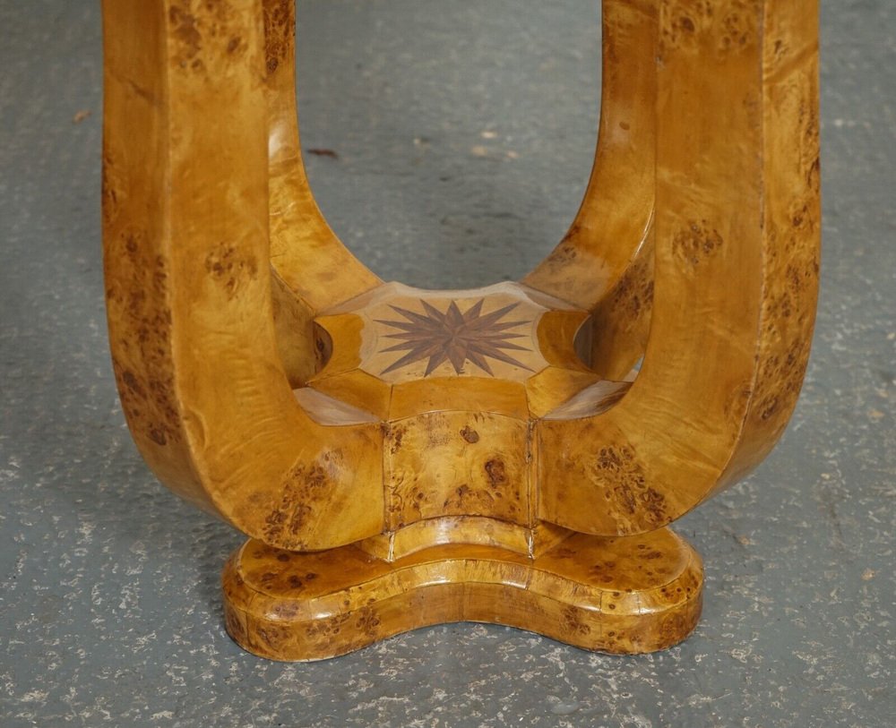 Art Deco Circular Burr Walnut Pedestal Console Table for sale at Pamono