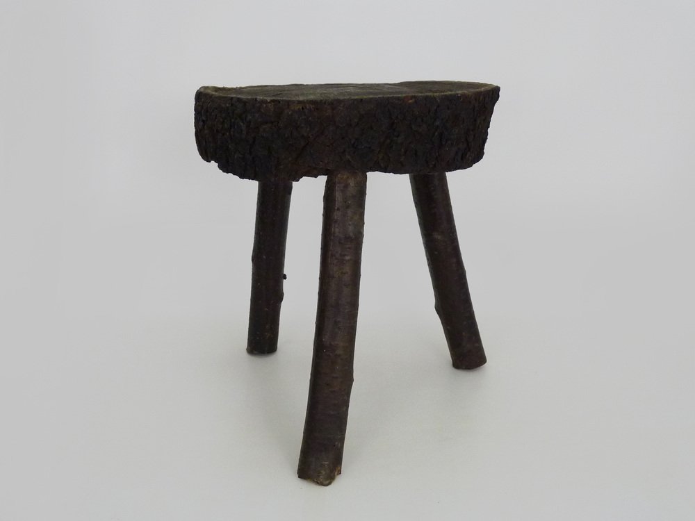 Tripod Milking Stool in Oak, France, 19th Century for sale at Pamono