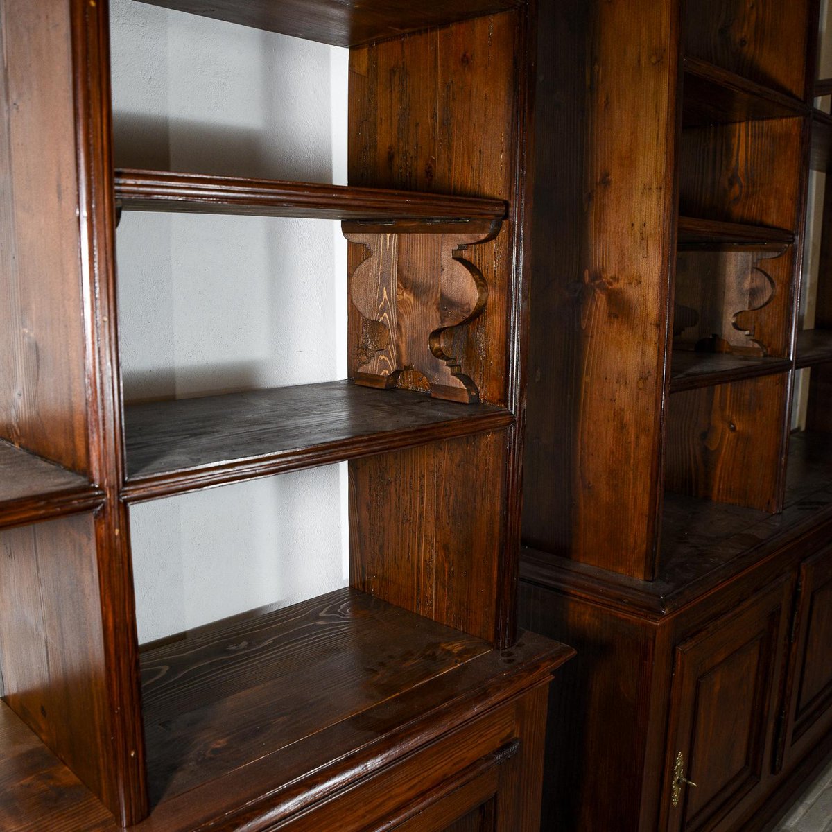 Open and Closed Bookcases in Fir, 1900s, Set of 2 for sale at Pamono
