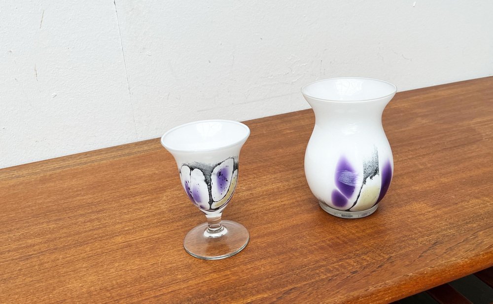 Vintage German Glass Vase and Goblet by Hans Jürgen Richartz for