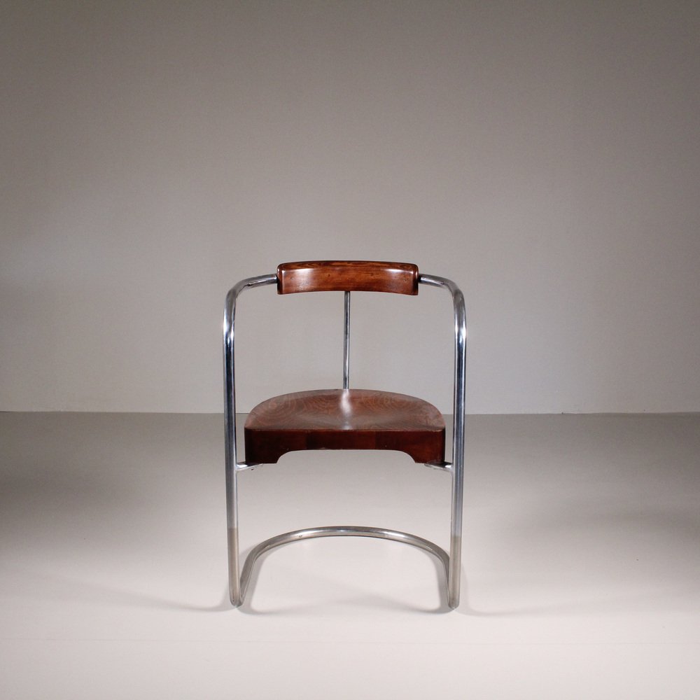 Vintage Functionalist Brown Chair for sale at Pamono