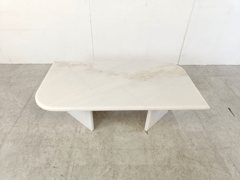 Vintage White Marble Coffee Table, 1970s for sale at Pamono
