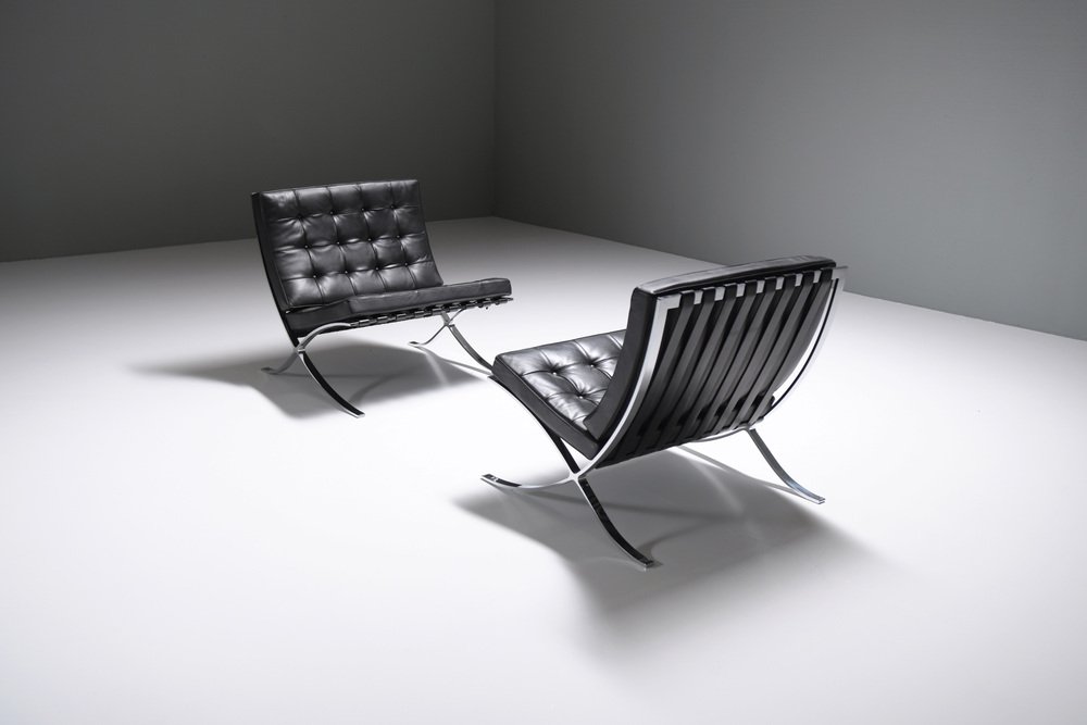 Sedie Barcelona vintage di Ludwig Mies Van Der Rohe per Knoll