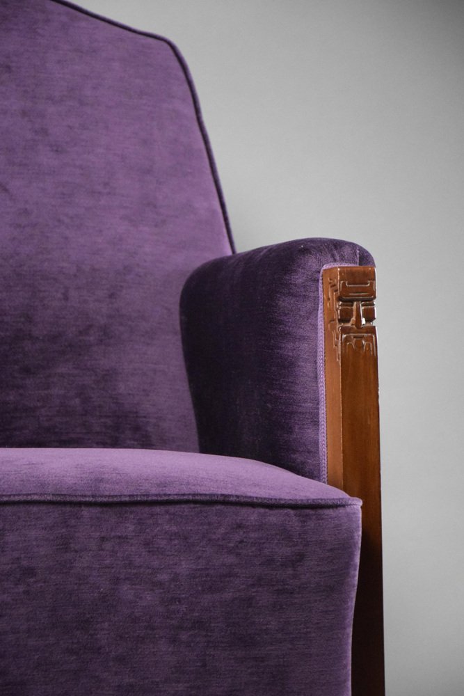 Set 2 poltrone vintage in velluto viola (anni'50