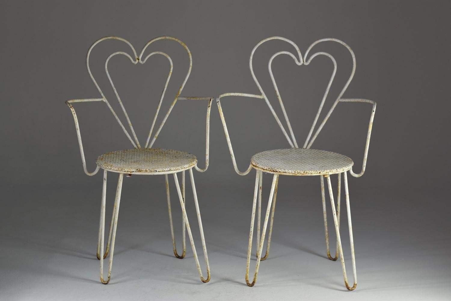 French Metal Heart Chair attributed to Mathieu Matégot, 1950s for sale