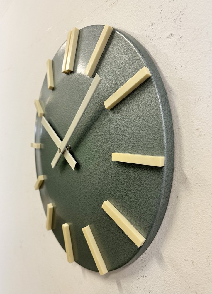 Industrial Grey Office Wall Clock from Pragotron, 1970s for sale at Pamono