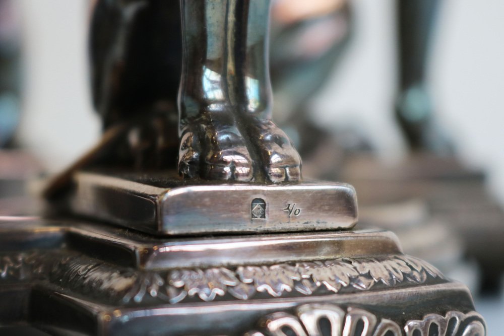 Antique Art Nouveau Egyptian Revival Centerpiece in SilverPlated