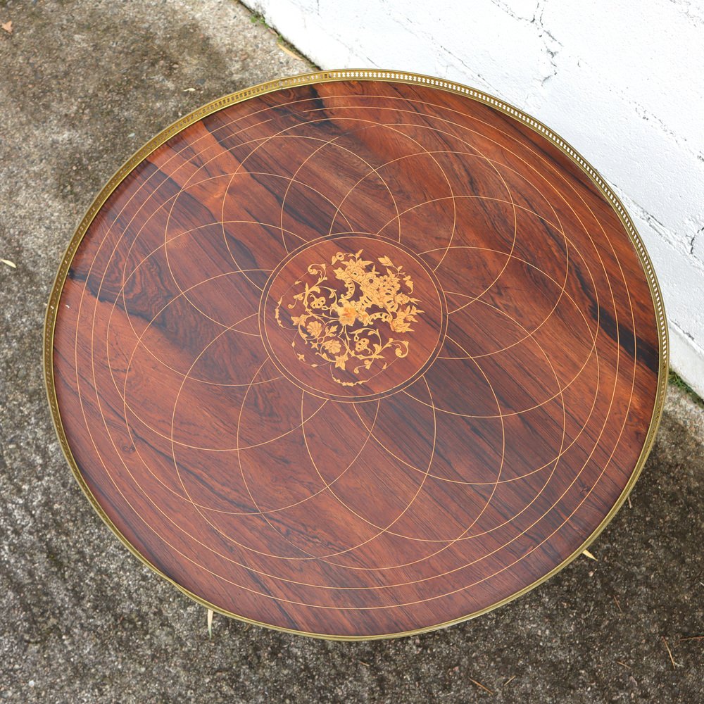 Vintage Neo Classic French Wooden Side Table with Lemon Wood Inlays ...