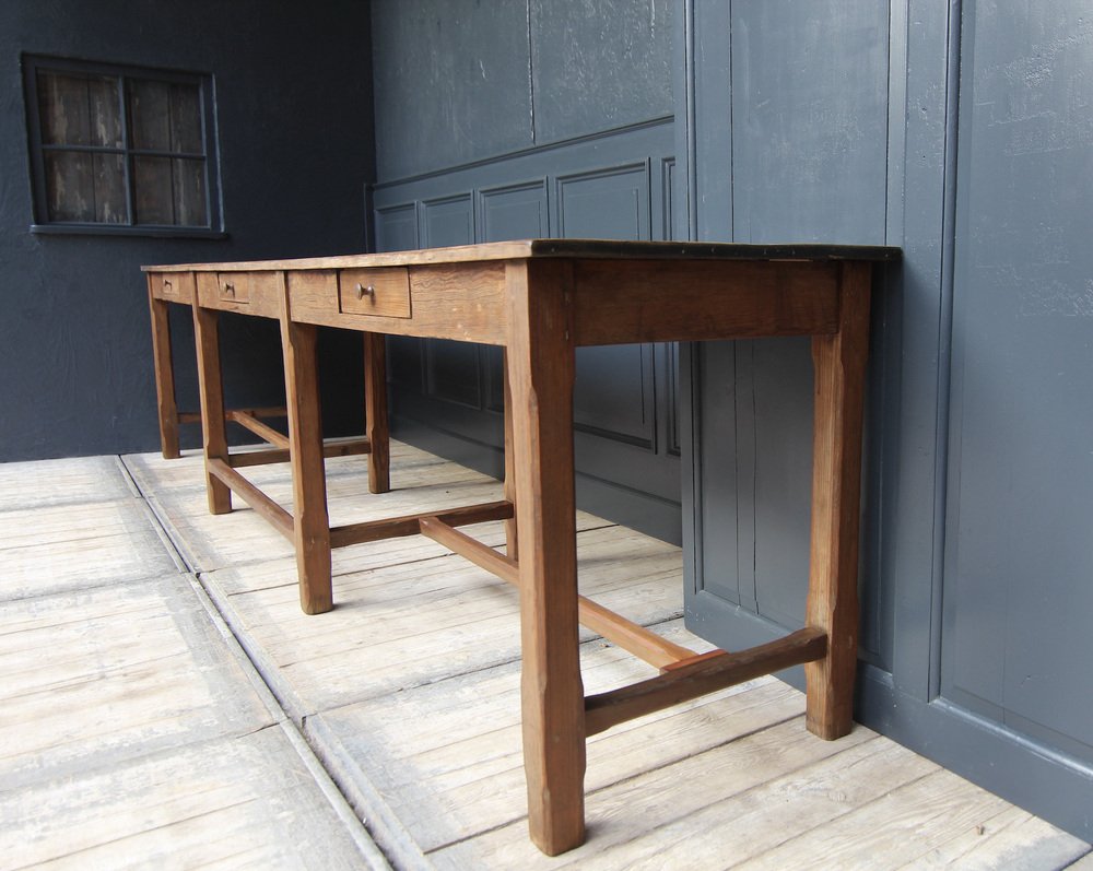 Large Antique Pine Work Table, 1890s for sale at Pamono