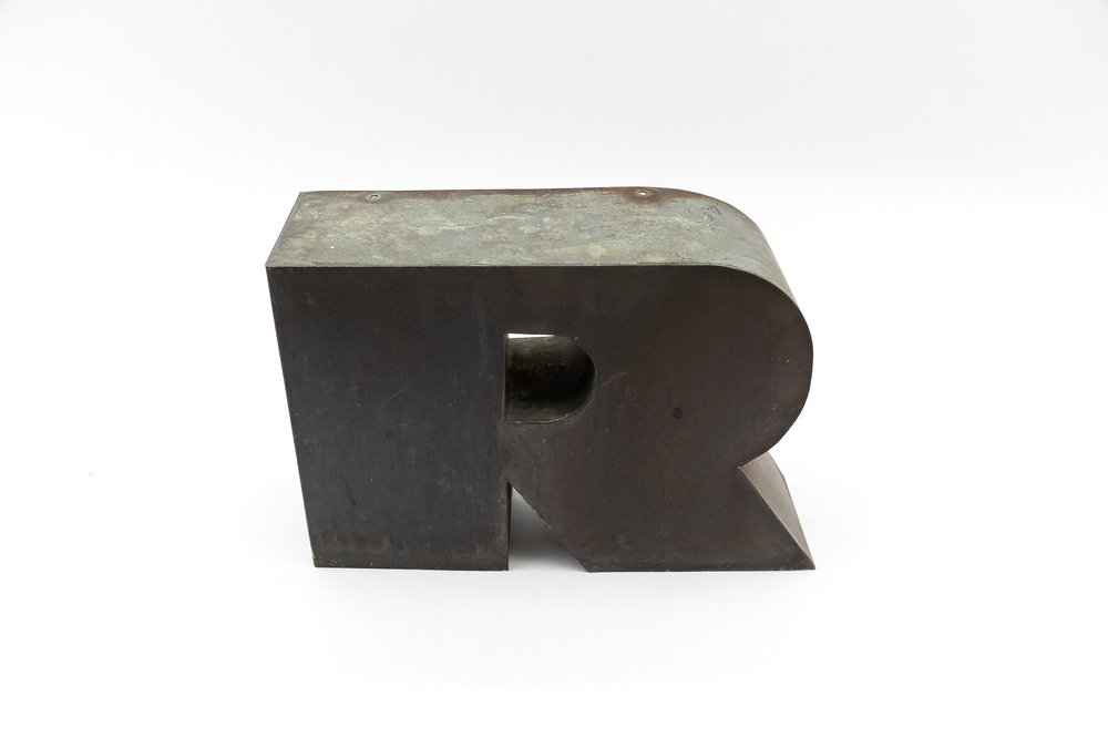 Mid-Century Modern Patinated Copper Letter R, 1960s for sale at Pamono