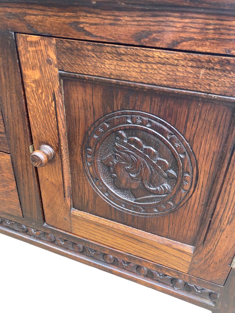 Antique Welsh Carved Oak Dresser for sale at Pamono