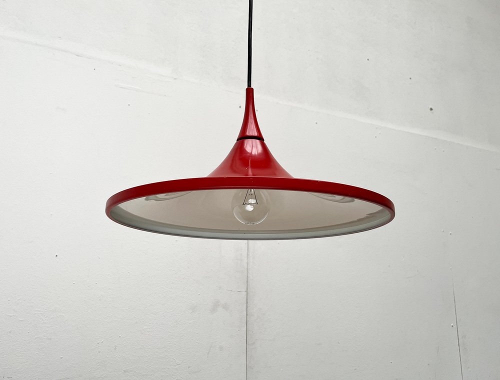 Rote deutsche Mid-Century Space Age Hängelampe von Rolf Krüger für ...