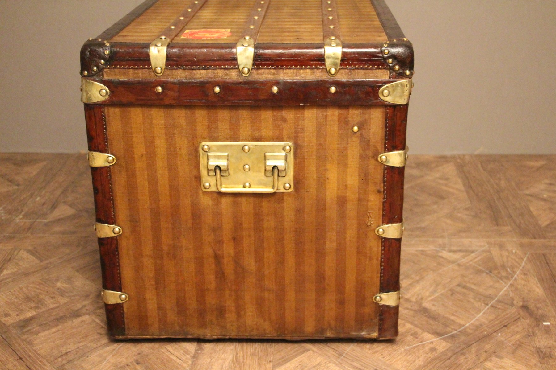 Antique Striped Canvas Steamer Trunk from Louis Vuitton for sale at Pamono