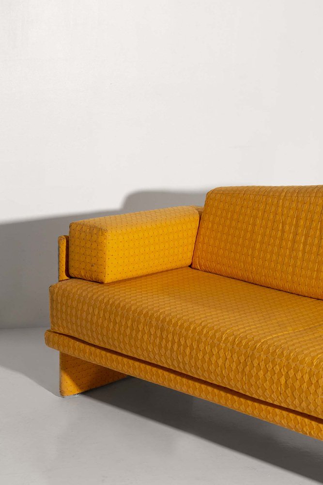 Vintage Italian Sofa in Yellow Fabric, 1980s for sale at Pamono
