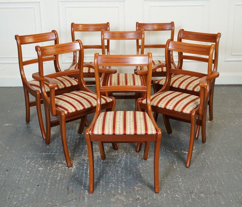 Vintage Yew Dining Chairs, Set of 8 for sale at Pamono