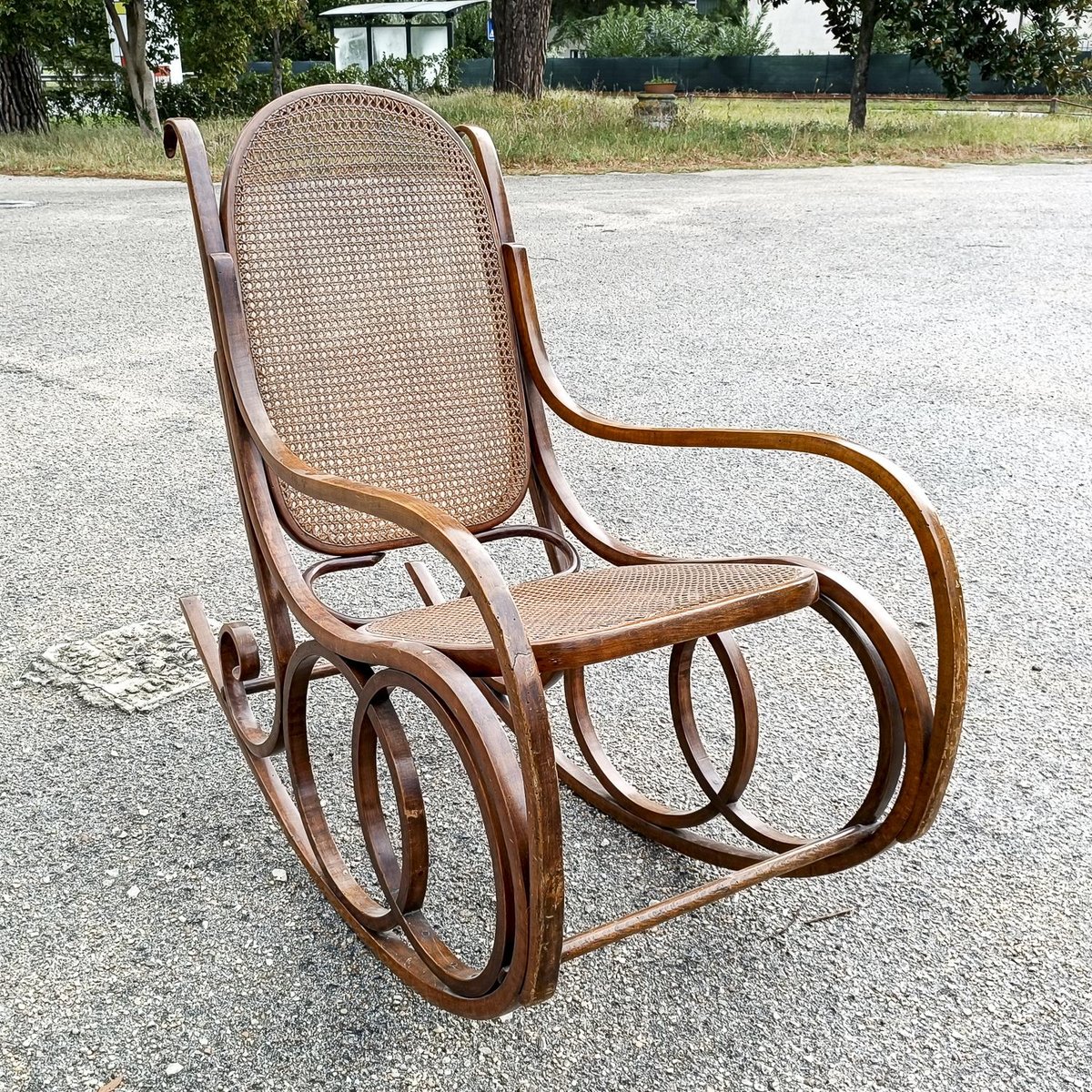 Curved Wooden Rocking Chair for sale at Pamono