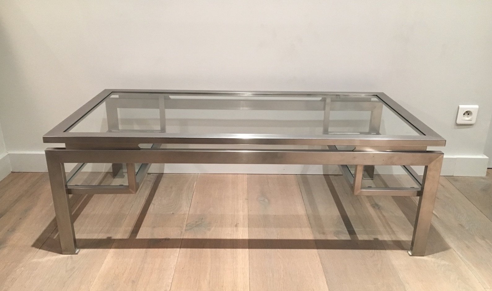 Modernist Brushed Metal Coffee Table By Guy Lefèvre For At Pamono Modernist Brushed Metal Coffee Table By Guy Lefèvre