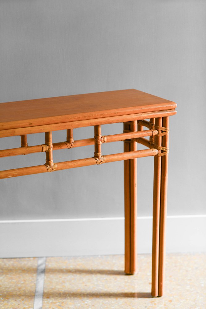 WENKO Tavolo consolle mod. Kona, tavolino in bambù certificato FSC® con ripiano, forma sottile, ideale per piccoli spazi, corridoio, corridoio, robusto e sostenibile, (larghezza x altezza x