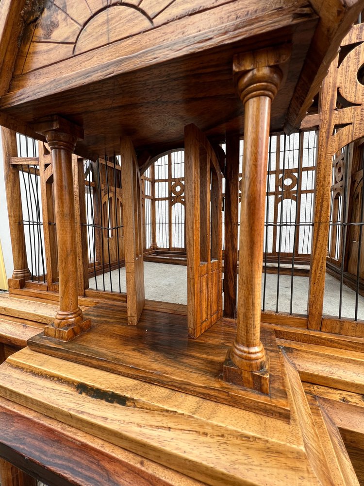Large Wooden Bird Cage on Stand, 1900s for sale at Pamono - Large Wooden Parrot Cage Stand