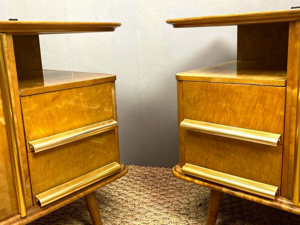 Art Deco German Maple Bedside Tables, 1930s, Set of 2 for sale at Pamono