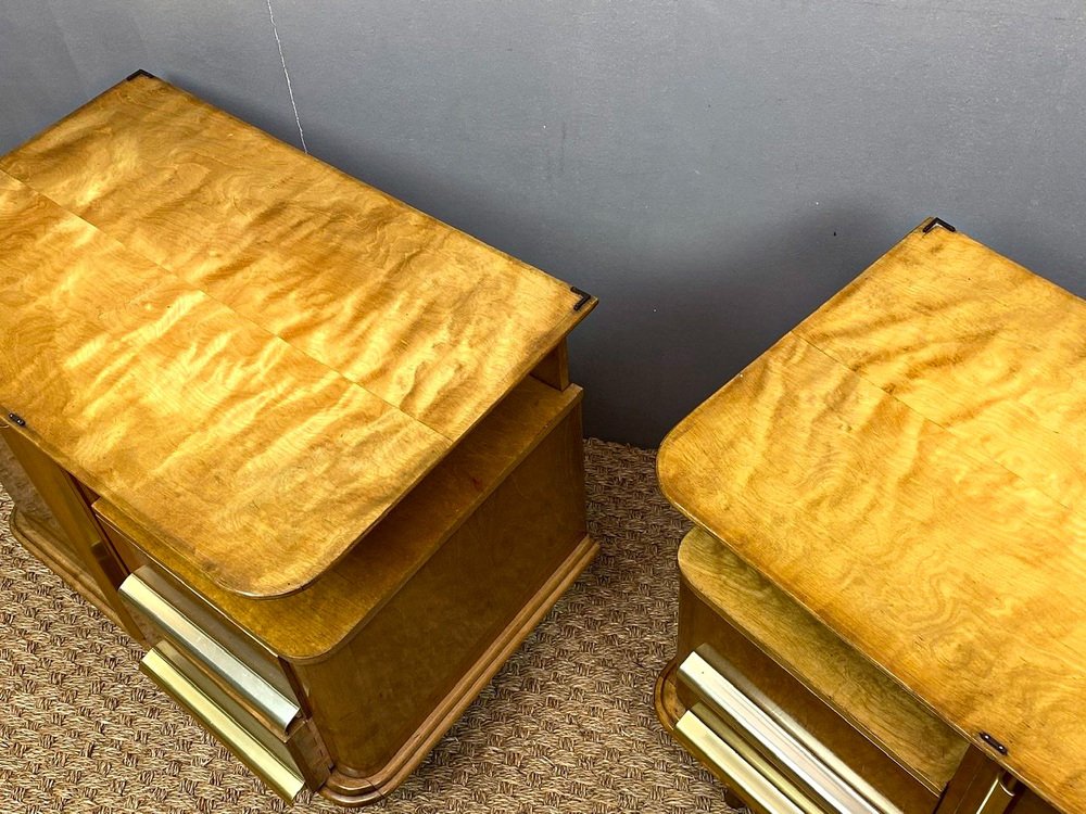 Art Deco German Maple Bedside Tables, 1930s, Set of 2 for sale at Pamono