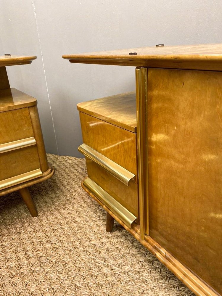 Art Deco German Maple Bedside Tables, 1930s, Set of 2 for sale at Pamono