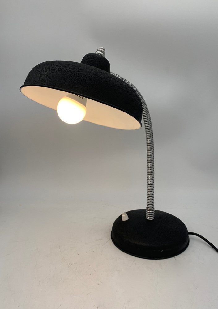Lampada Da Tavolo Vintage Galen – Design Parabola Satellite, Orientabile 360°, Alluminio Nero E Interno Oro