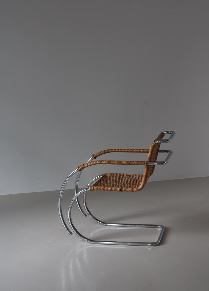 Bauhaus MR20 Cantilever Chair in Rattan Cane and Steel attributed to