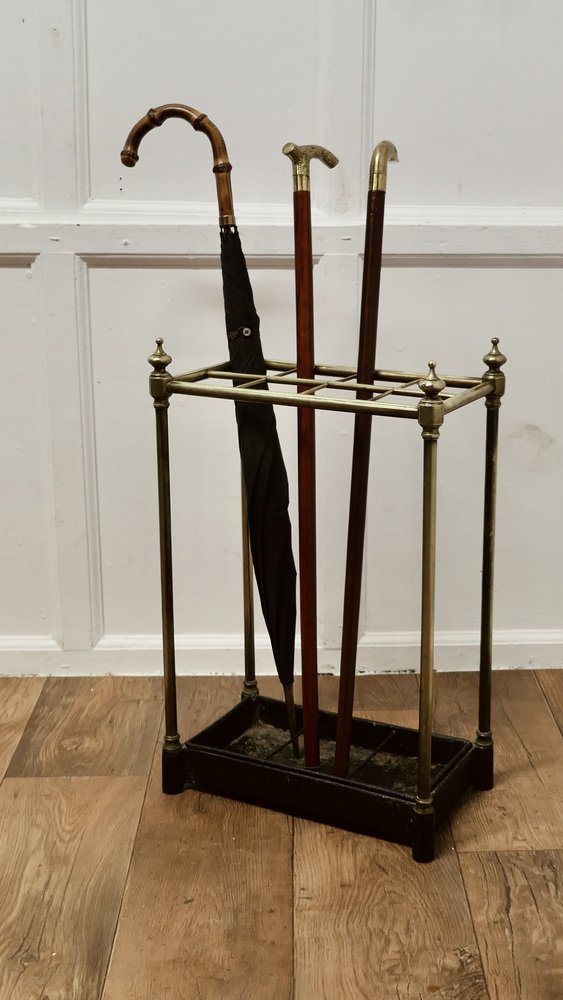 Victorian Brass and Cast Iron Walking Stick Stand or Umbrella Stand
