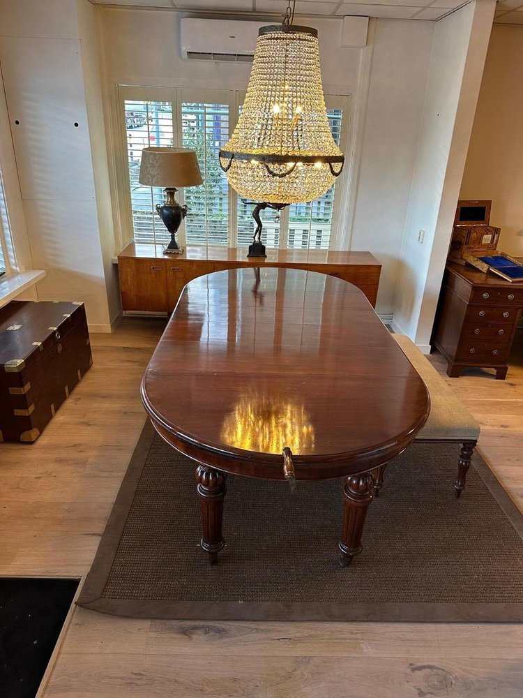 Large Antique Oval Dining Table for sale at Pamono