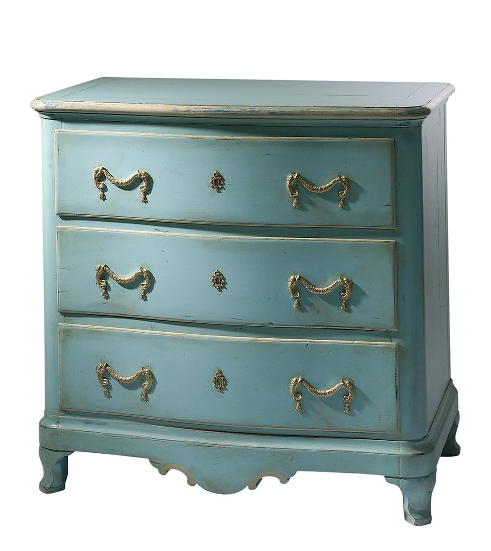 Vintage Chest of Drawers in Blue with Brass Fittings for sale at Pamono