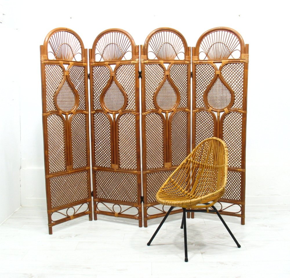 Vintage Rattan Room Divider, 1980s for sale at Pamono
