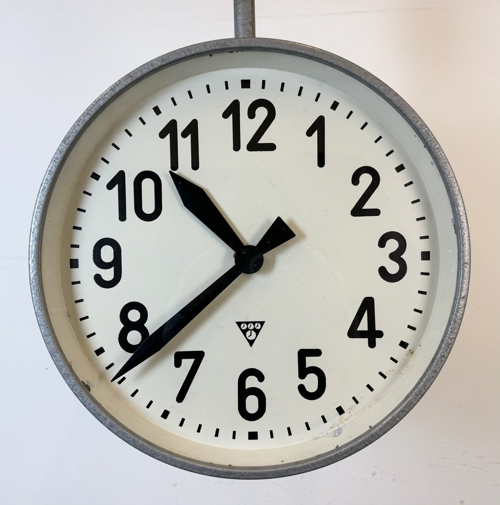 Large Industrial Double Sided Railway or Factory Clock from Pragotron ...