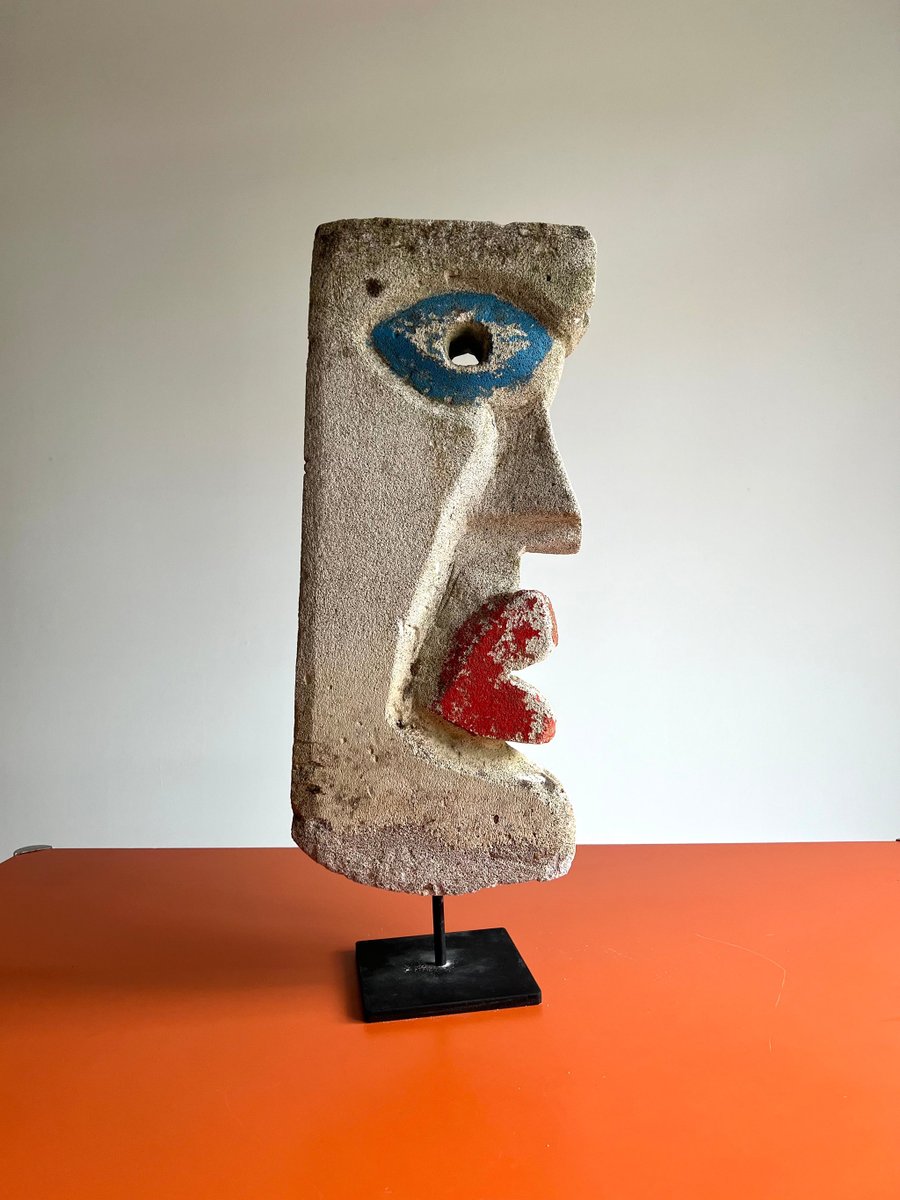 Large Stone Head Sculpture for sale at Pamono