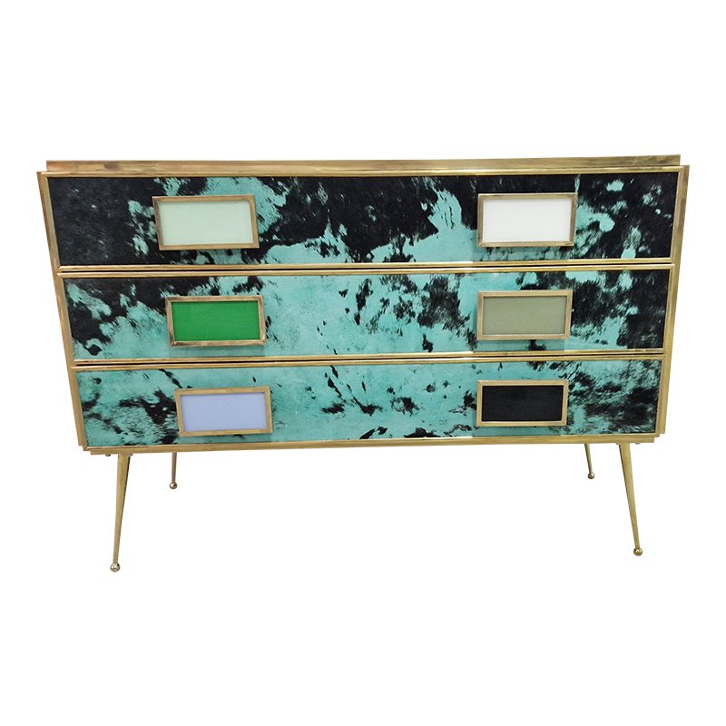 Three Drawer Glass Dresser 1990s for sale at Pamono