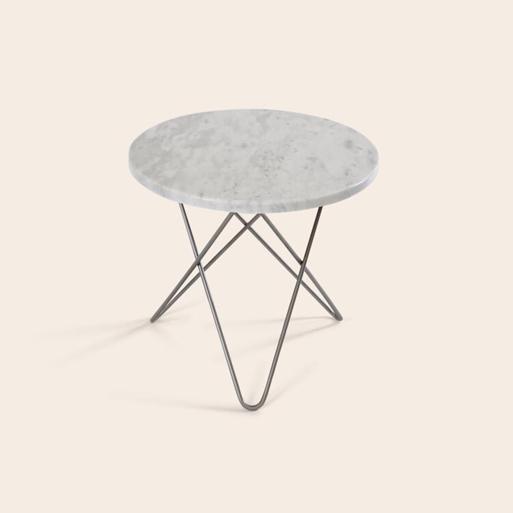 White Carrara Marble and Steel Mini O Table by OxDenmarq for sale at Pamono