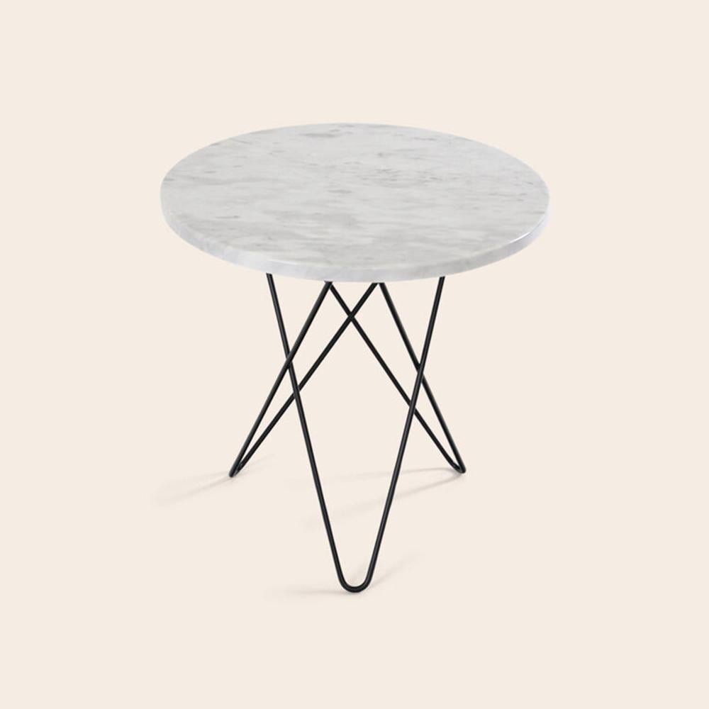 White Carrara Marble and Black Steel Tall Mini O Table by OxDenmarq for ...