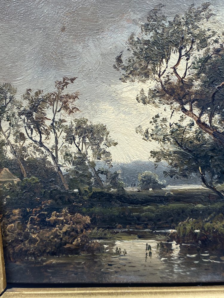 Cölestin Brügner, Teich mit Bäumen, 19. Jh., Ölgemälde, gerahmt bei