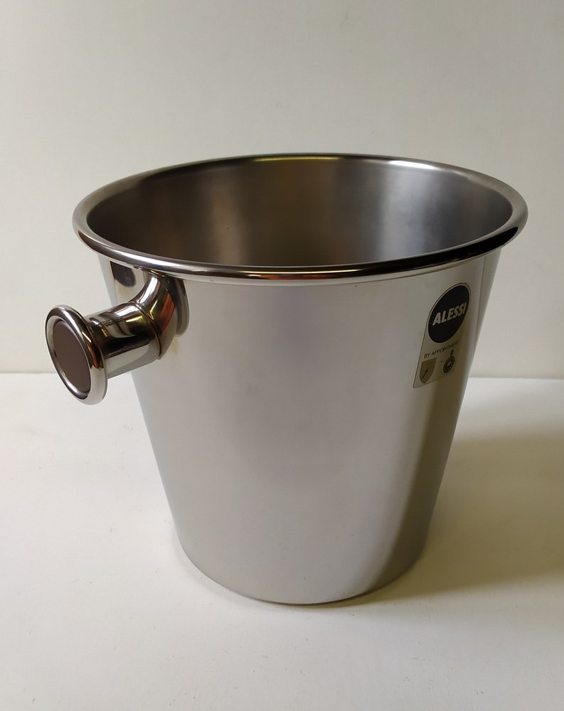 Seau à Glace + Colonne Ettore Sottsass Pour Alessi – Acier Inoxydable Argenté