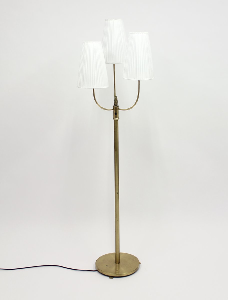 Vintage Three Light Brass Floor Lamp 1940s For At Pamono Vintage Three Light Brass Floor Lamp 1940s