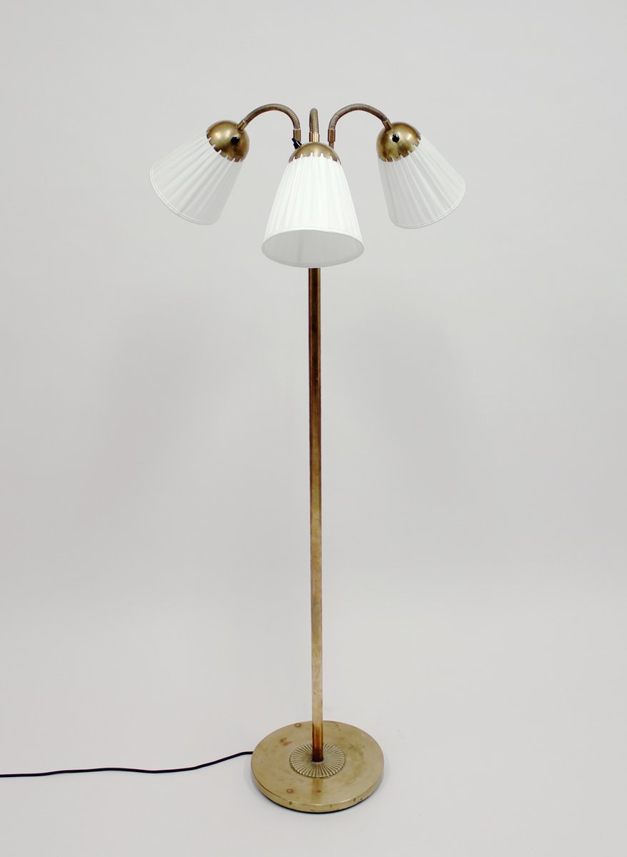 Brass Three Light Floor Lamp 1940s For At Pamono Brass Three Light Floor Lamp 1940s