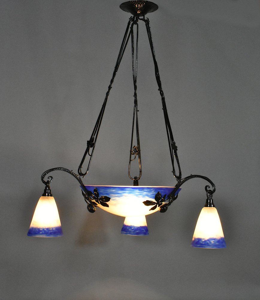 Französische Art Deco Deckenlampe von Degué, 1930er bei Pamono kaufen