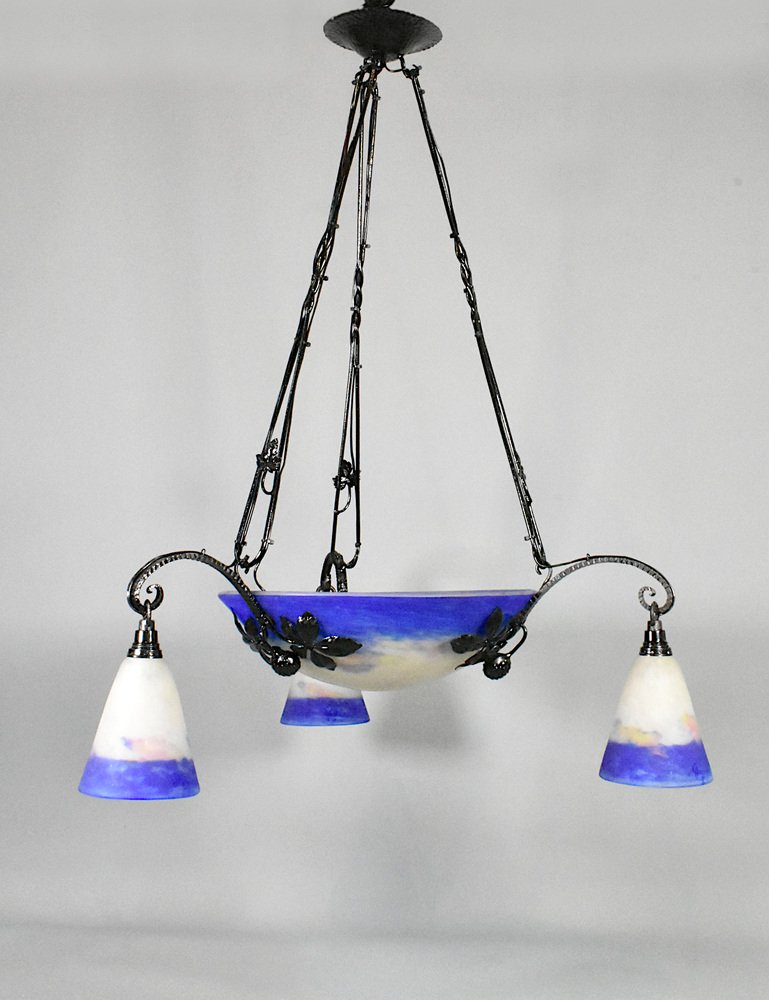 Französische Art Deco Deckenlampe von Degué, 1930er bei Pamono kaufen