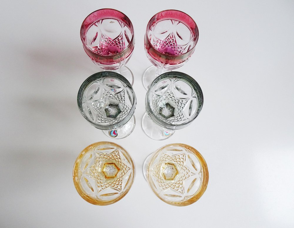 XUDREZ Emaille Weingläser 320ml - Bleifreie Kristallgläser Mit Blumenmuster