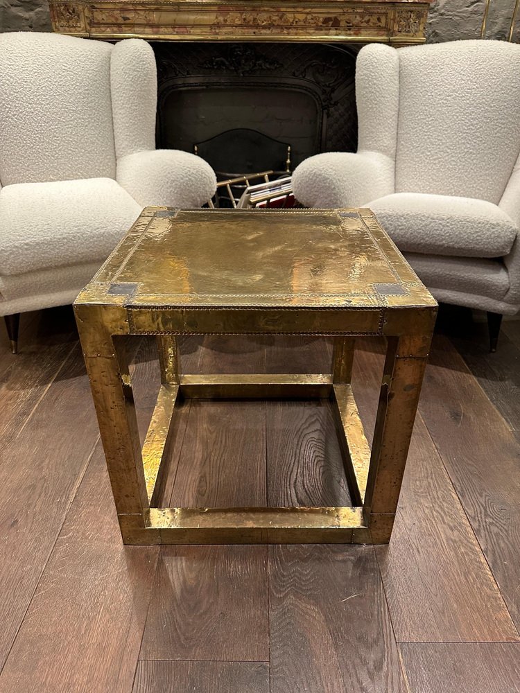 Square Brass Coffee Table by R. Dubarry, 1970 for sale at Pamono