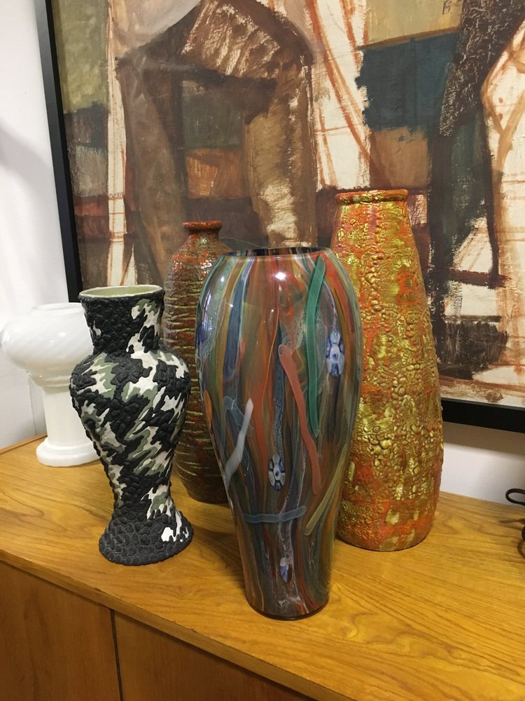 Vase En Verre Multicolore Vintage - Années 70 - Déco Rétro - Occasion
