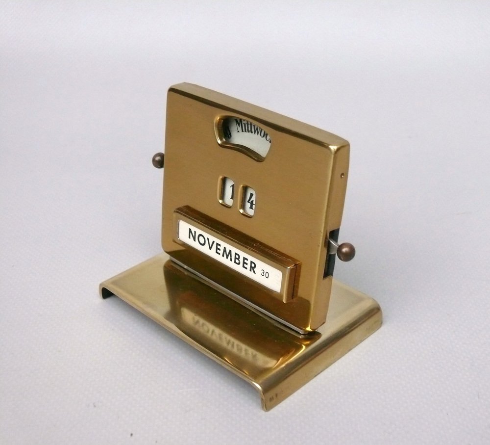 Bauhaus Eternal Calendar in Brass by Jakob Maul, 1930s for sale at Pamono