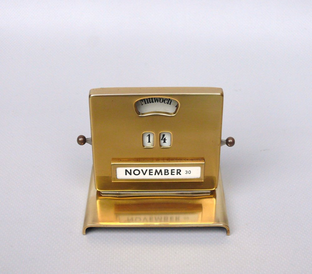 Bauhaus Eternal Calendar in Brass by Jakob Maul, 1930s for sale at Pamono