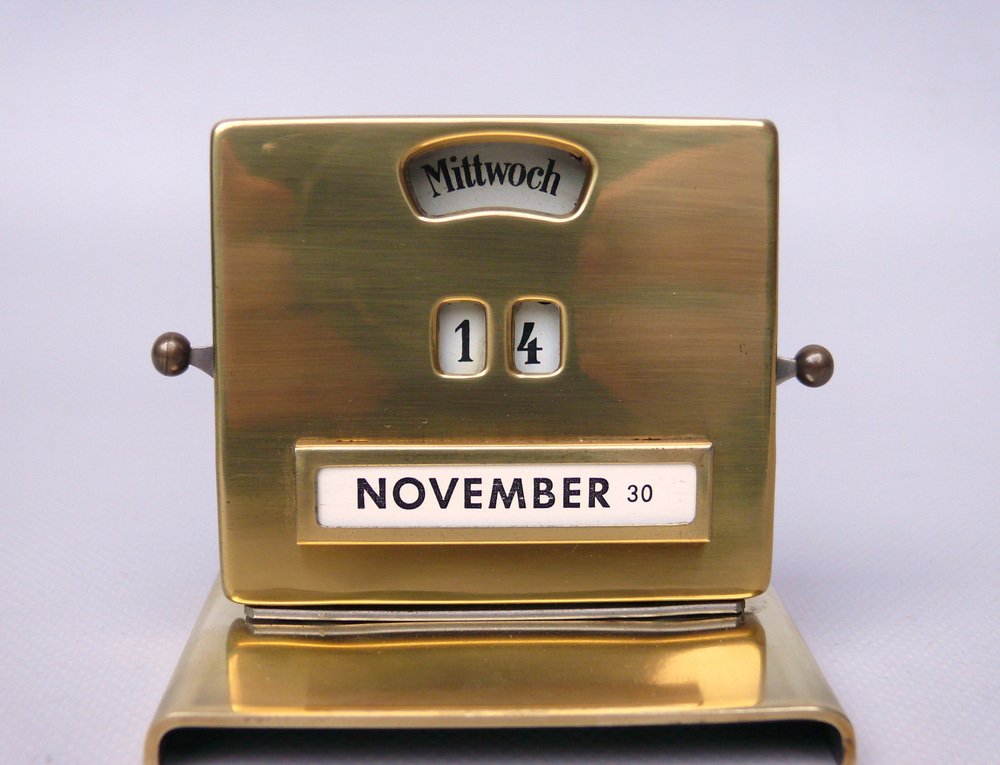 Bauhaus Eternal Calendar in Brass by Jakob Maul, 1930s for sale at Pamono