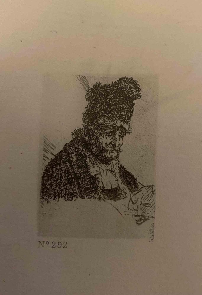GRAVURE: D'APRÈS REMBRANDT Tête de vieillard Dessin FREZEL gravure de